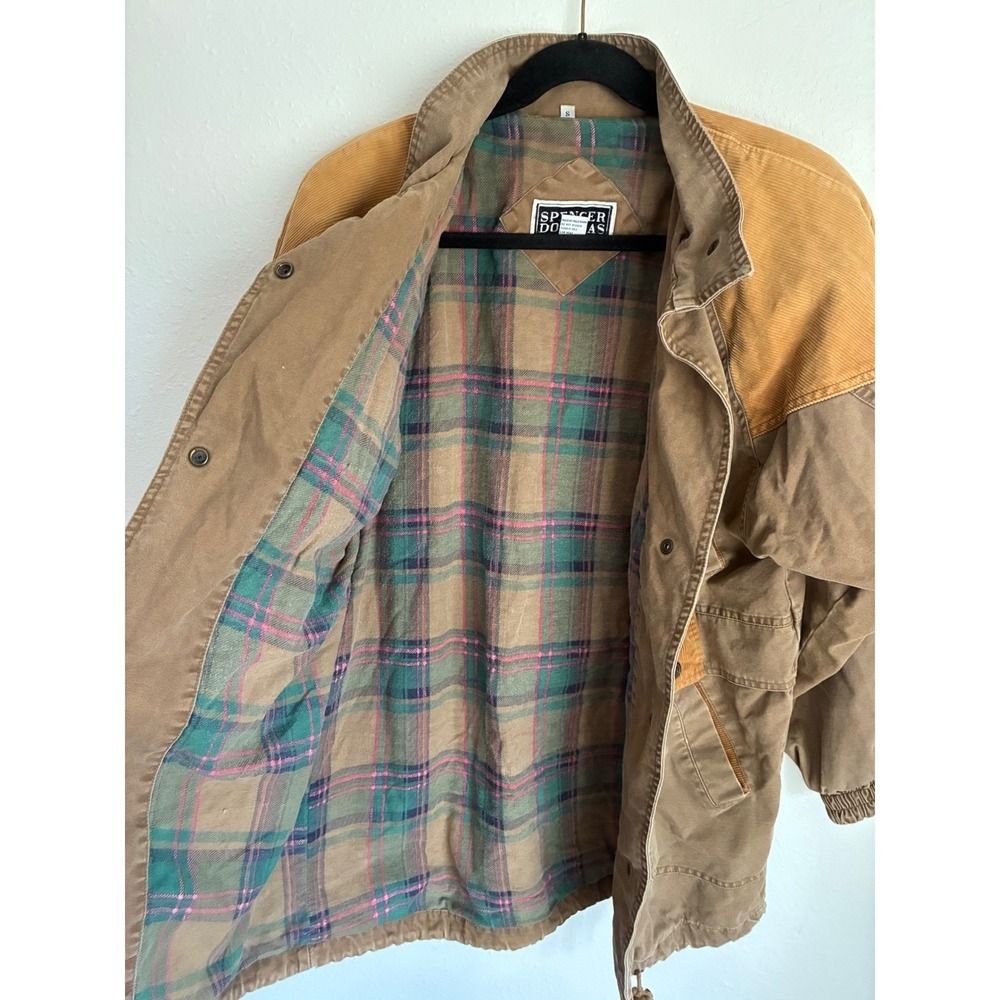 Vintage 90's Spencer Douglas Barn Chore Coat Tan Canvas with Corduroy SIZE S - Picture 8 of 8